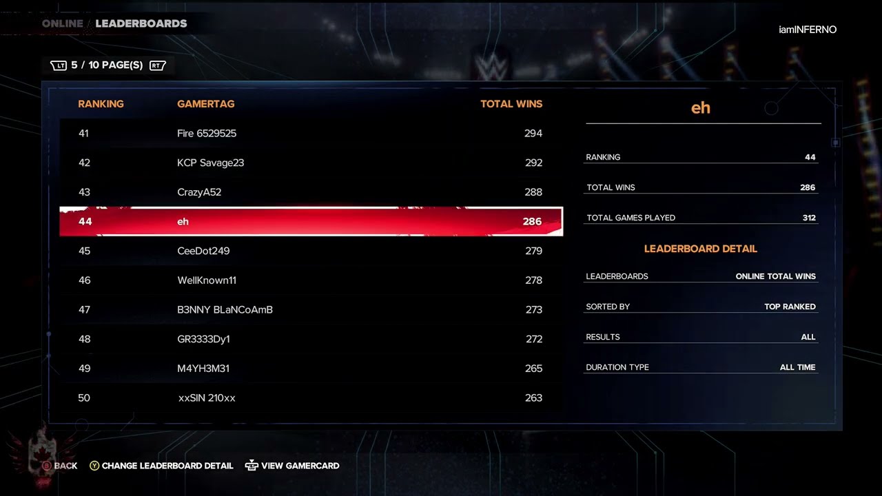 WWE 2K24 | April 1st Top 50 Leaderboard | Xbox Series X Server