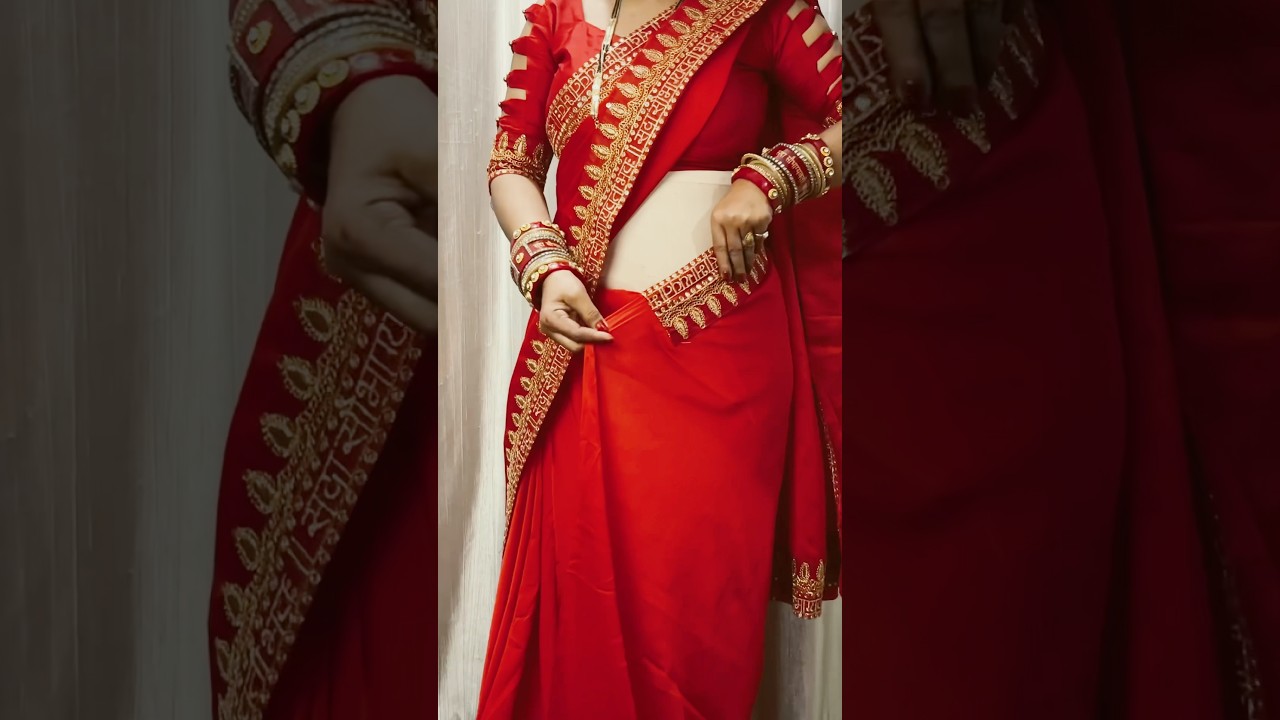 ￼😳Heavy boarder Tight fitting ￼draping trick | draping tutorial |sari draping |#saree #shortsvideo