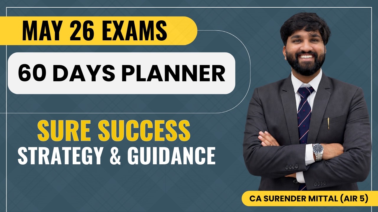 CA Final 60 Days Planner for May 26 ALL SUBJECT | Detailed Strategy, Guidance |Surender Mittal AIR 5