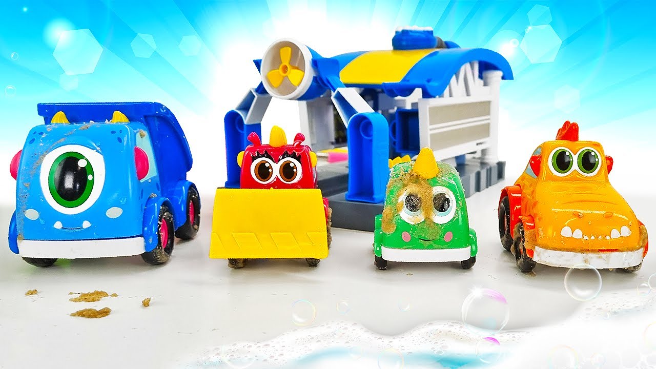 Sing with Mocas! The toy cars and trucks are so dirty. The Car Wash song for kids & nursery rhymes.