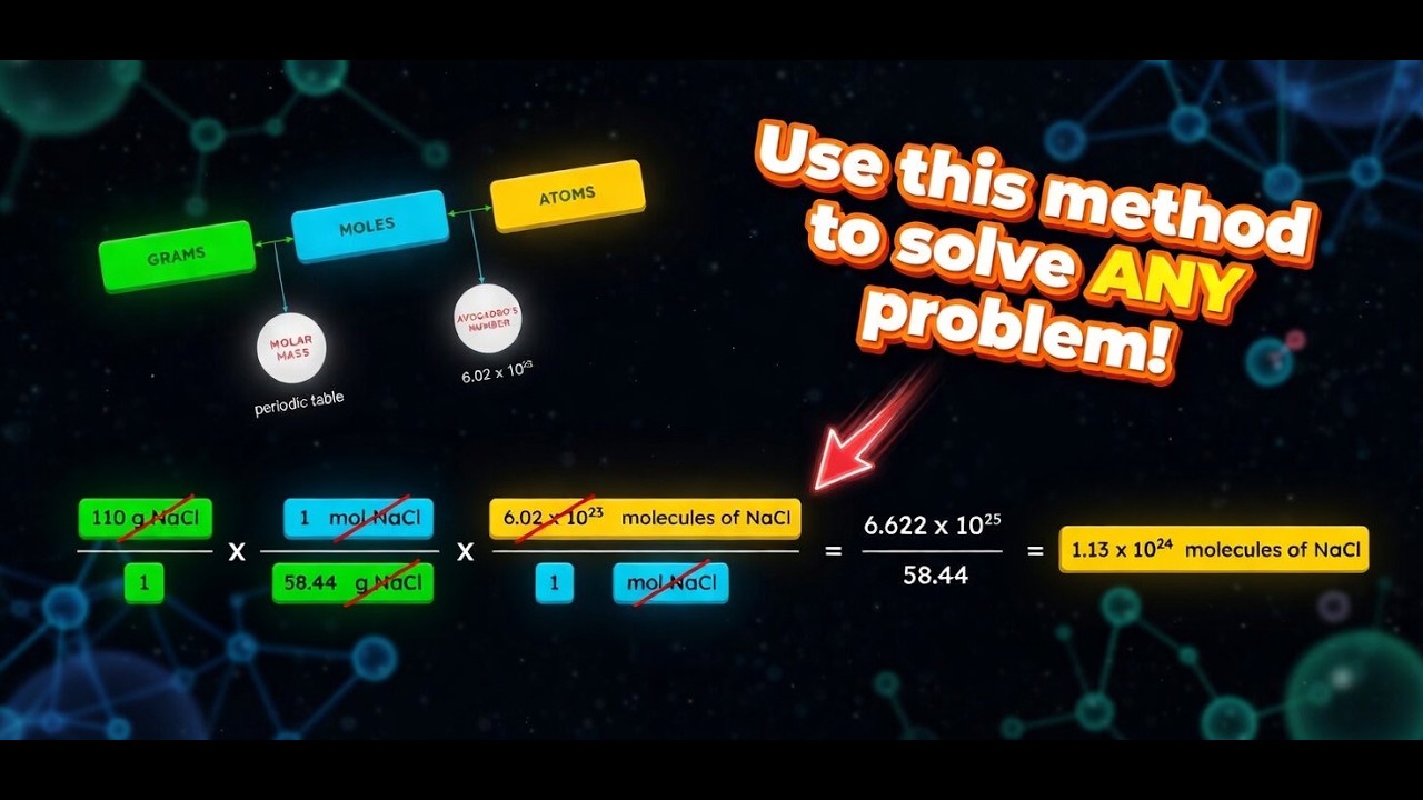 Mole Conversions | Atoms to Moles, Grams to Moles, Grams to Molecules