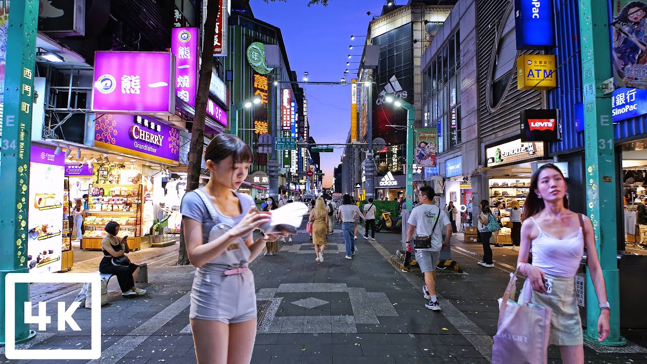 1 hour wandering in Taipei Ximending during summer 2023 | Taiwan Walk 4K