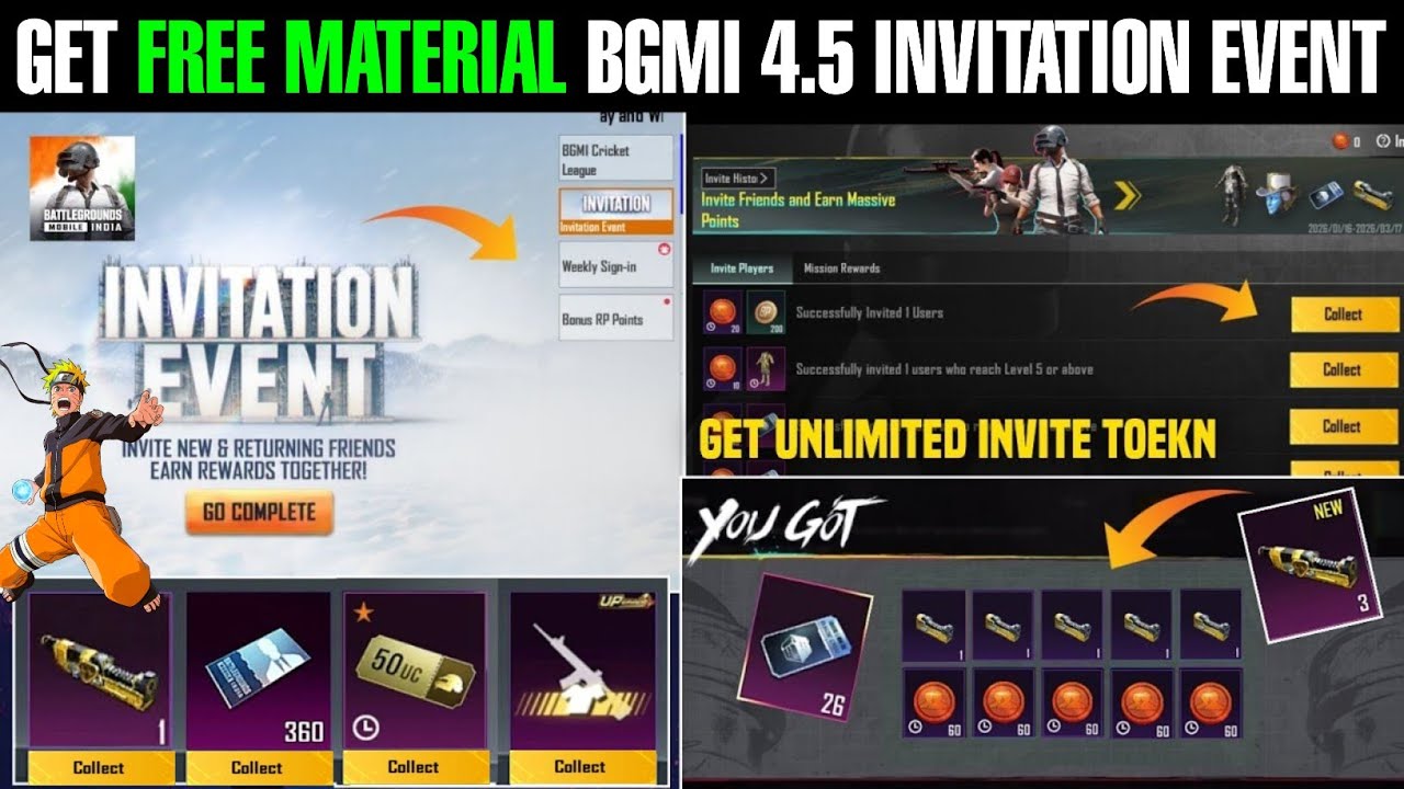 Trick Get Free Materials In Bgmi | Bgmi 4.5 Invitation Event Explain 
