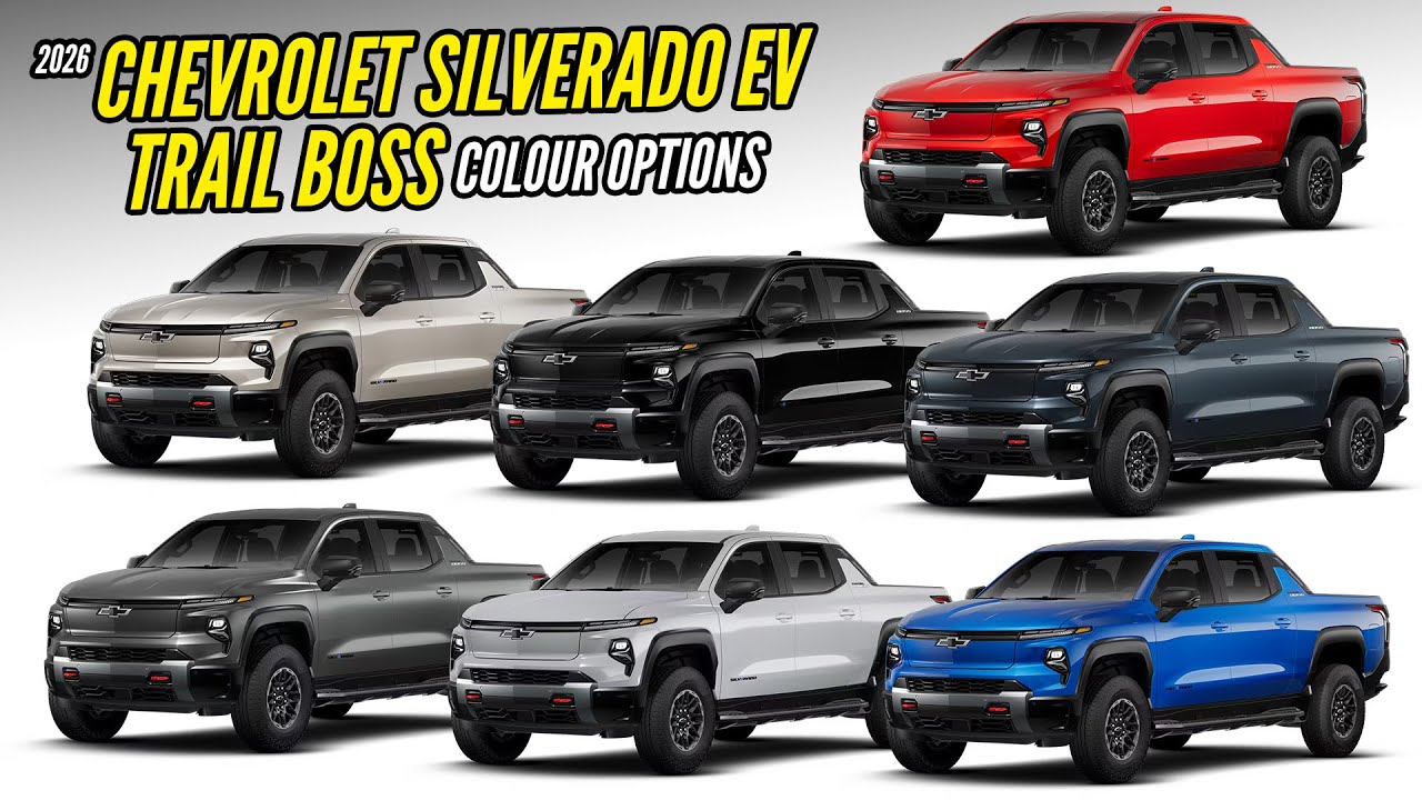 Цвета Chevrolet Silverado EV 2026 года - Вариант Trail Boss - Все варианты расцветки - Изображени...