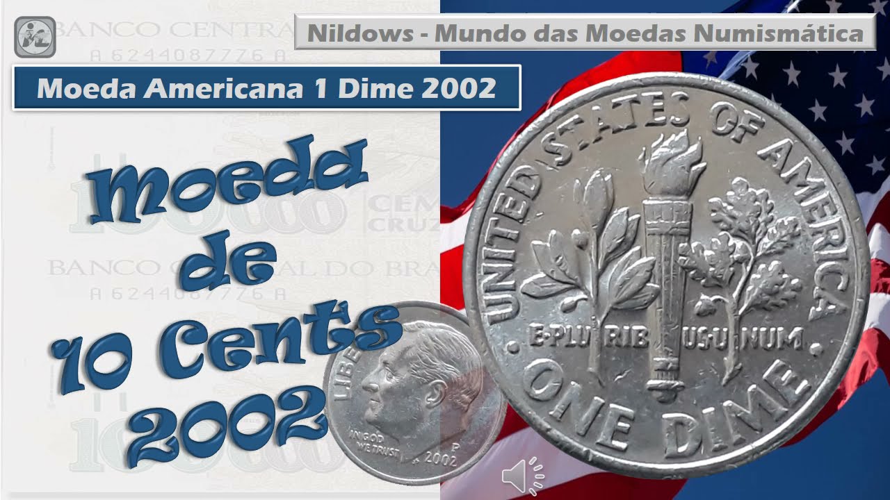 Moeda de 1 Dime 2002 Americana