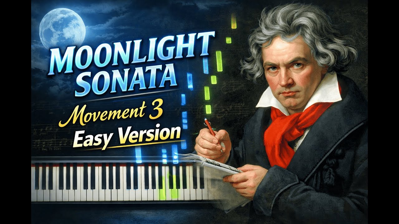 Moonlight Sonata 3rd Movement – EASY Piano Tutorial | Beethoven (Synthesia)
