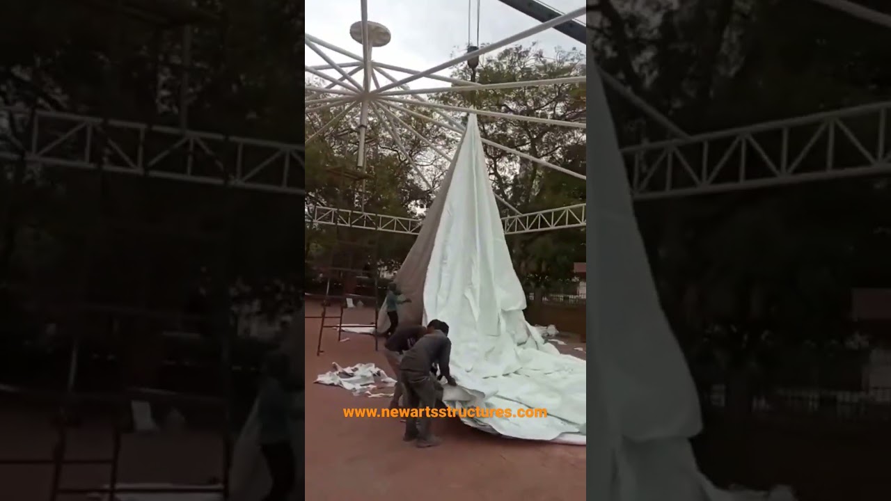 tensile fabric installation,Serge Ferrari Fabric installation, PVC Fabric installation #ferrari fabi