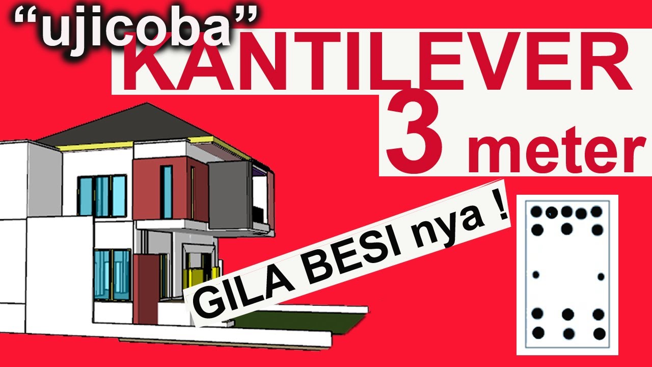 pembesian balok kantilever 3 meter Rumah 2 Lantai | cantilever house beam