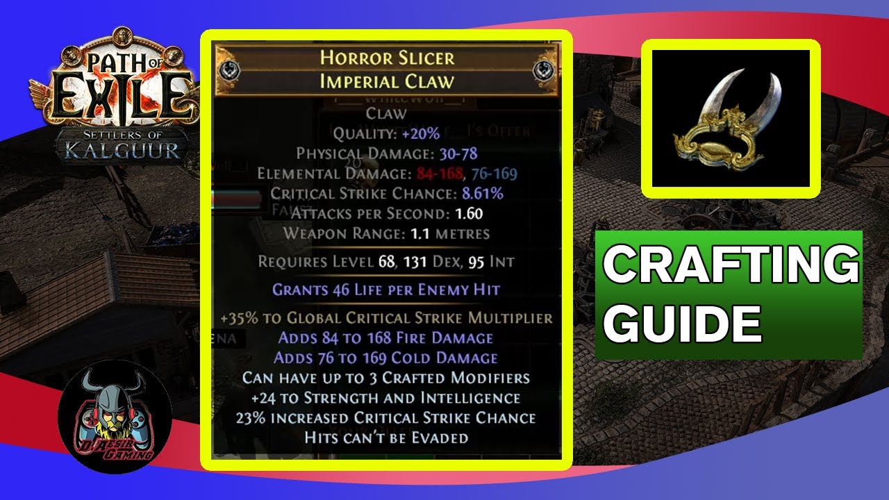 POE Crafting Guide | Elemental Crit Claw | Cold Claw