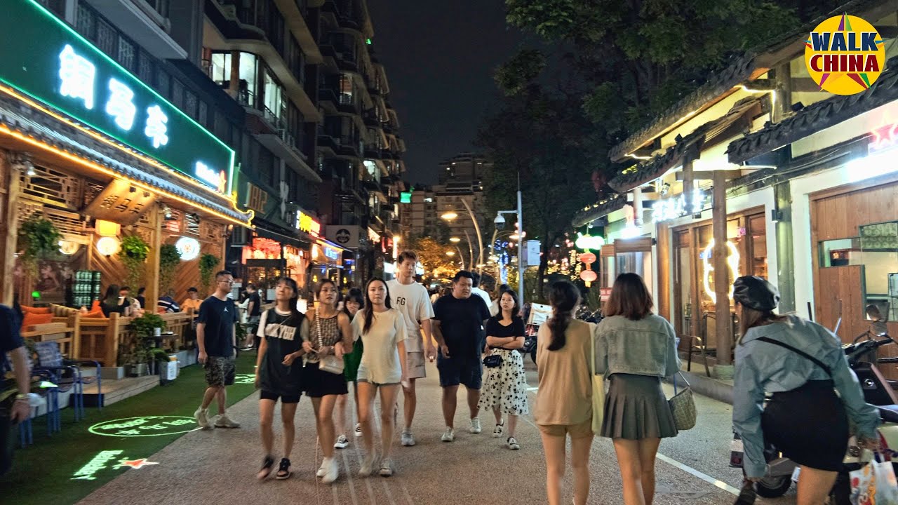 Walk China 4K - Chengdu Jiuyan Bridge Bar Street Walking Tour at Night