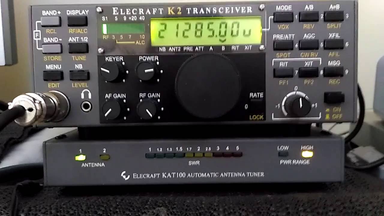 Elecraft K2 and KAT-100 Antenna Tuner - Demonstration - IW2NOY
