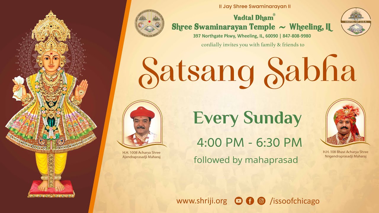 Sunday Satsang Sabha | Vadtal Dham | Shree Swaminarayan Mandir Wheeling