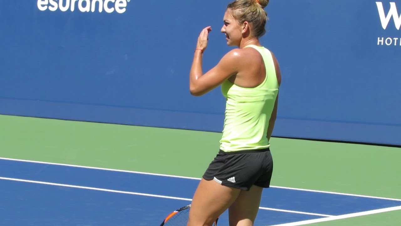 Simona Halep Practice at the 2015 Us Open (with Angelique Kerber)