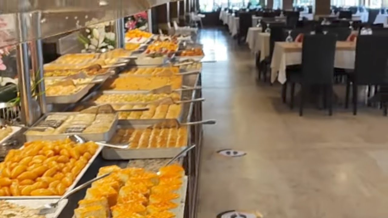 Food review at Club Turan Prince World in Side, Manavgat. Turkey, main Food Buffet Restaurant