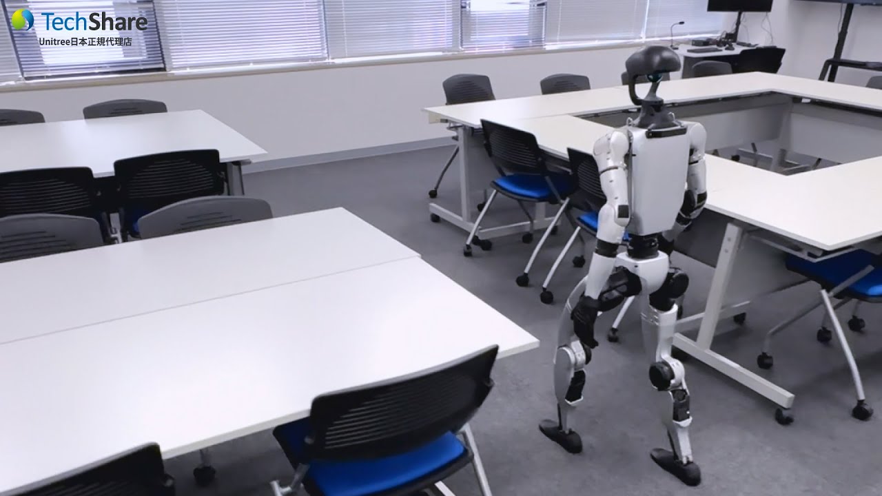 「Unitree G1」ヒューマノイドロボット実機、歩行の様子