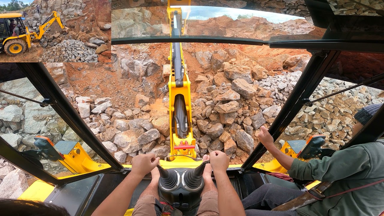 jcb 3dx super working in a stone mines