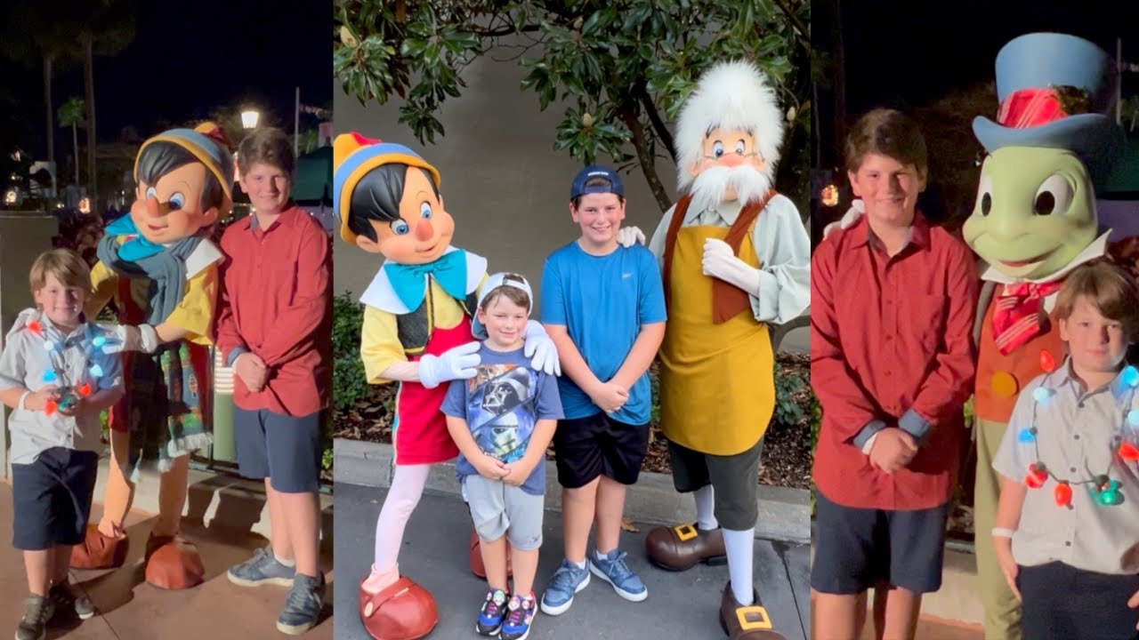 Meeting Pinocchio Geppetto & Jiminy Cricket Meet & Greet in Hollywood Studios at Disney World