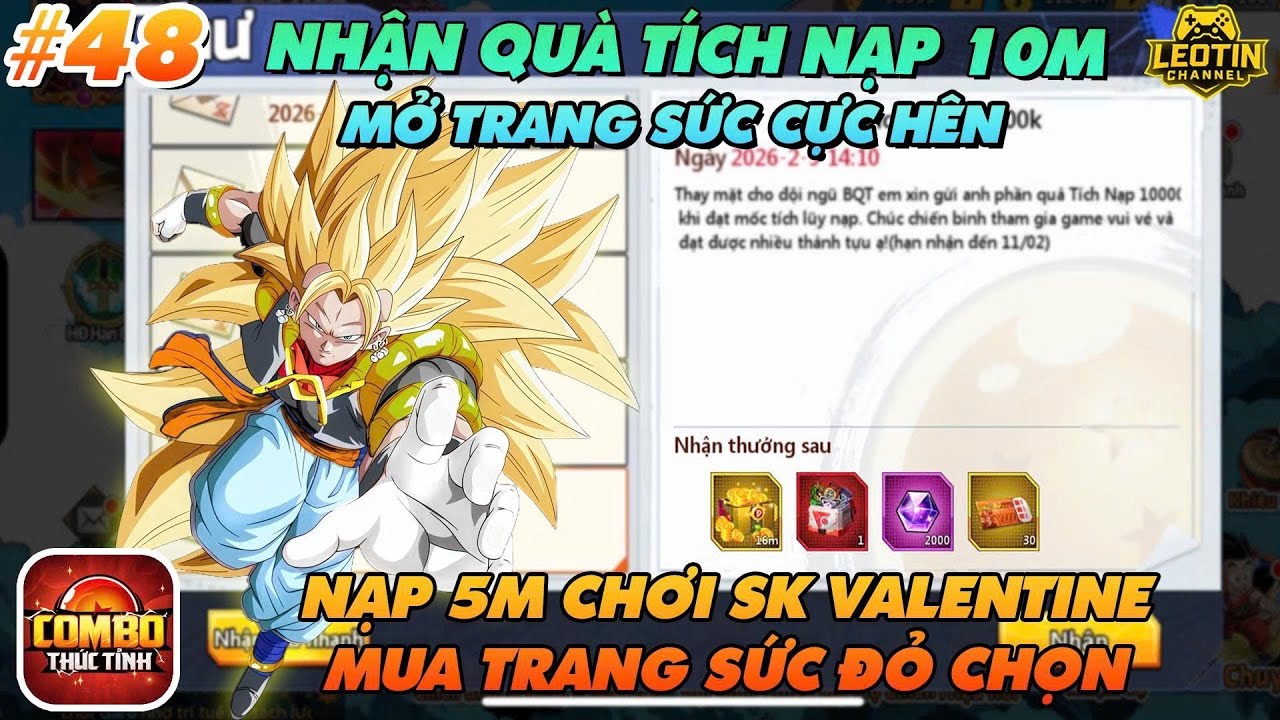COMBO THỨC TỈNH- #48 Nạp 5m chơi sự kiện valentine mở trang sức cực đỏ - Thông báo về chế độ quay hh