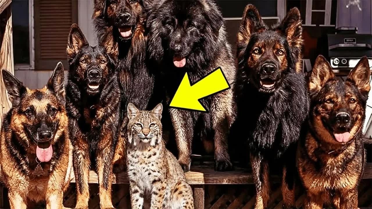 This Bobcat Grew Up With Giant German Shepherd Dogs — What He Did Next Shocked Everyone!