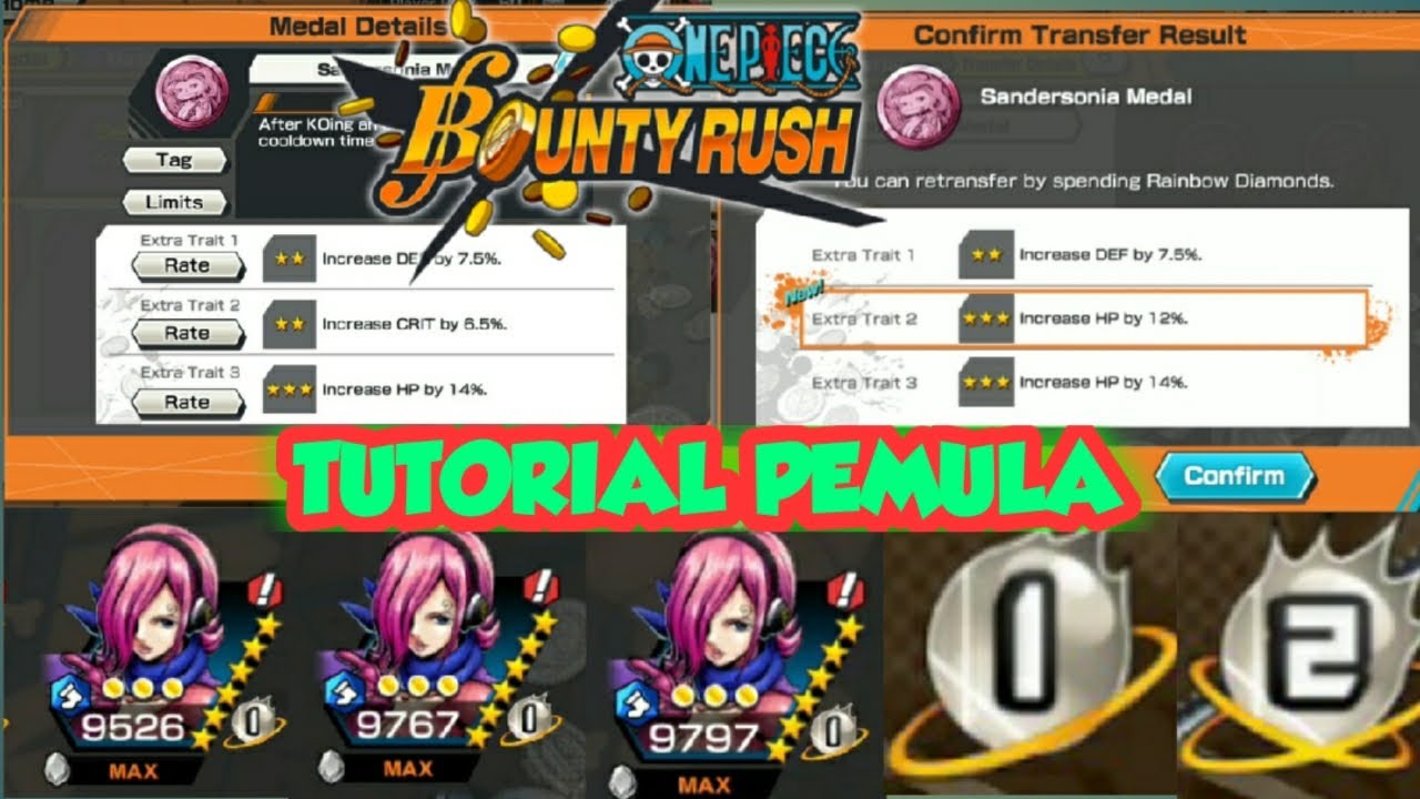 TUTORIAL TRANSFER MEDAL , COLA, UP HERO , PARTY POWER, BOOST HERO || ONE PIECE BOUNTY RUSH INDONESIA