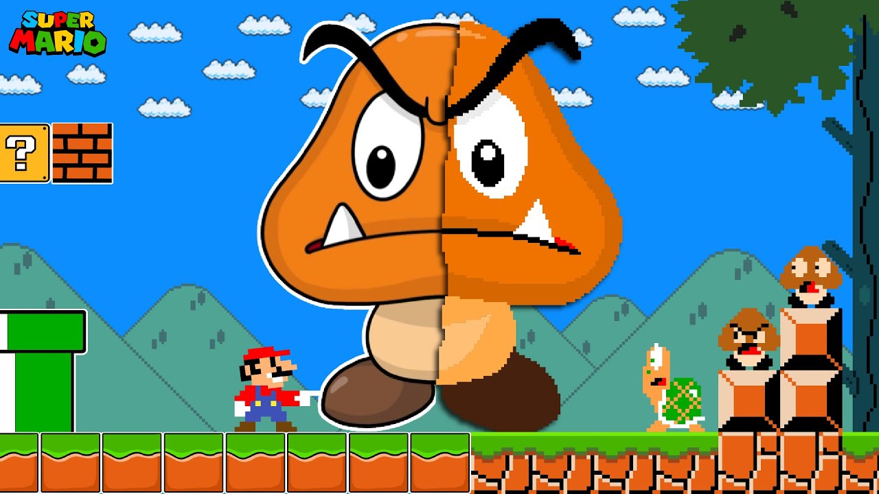 Super Mario Bros. but everything Mario Touches turns into CARTOON...