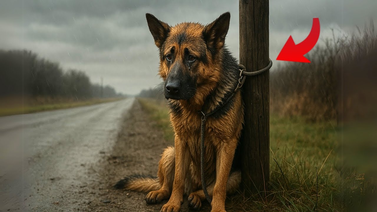 Berger allemand attaché au bord d’une route pleure — son histoire a bouleversé le monde...