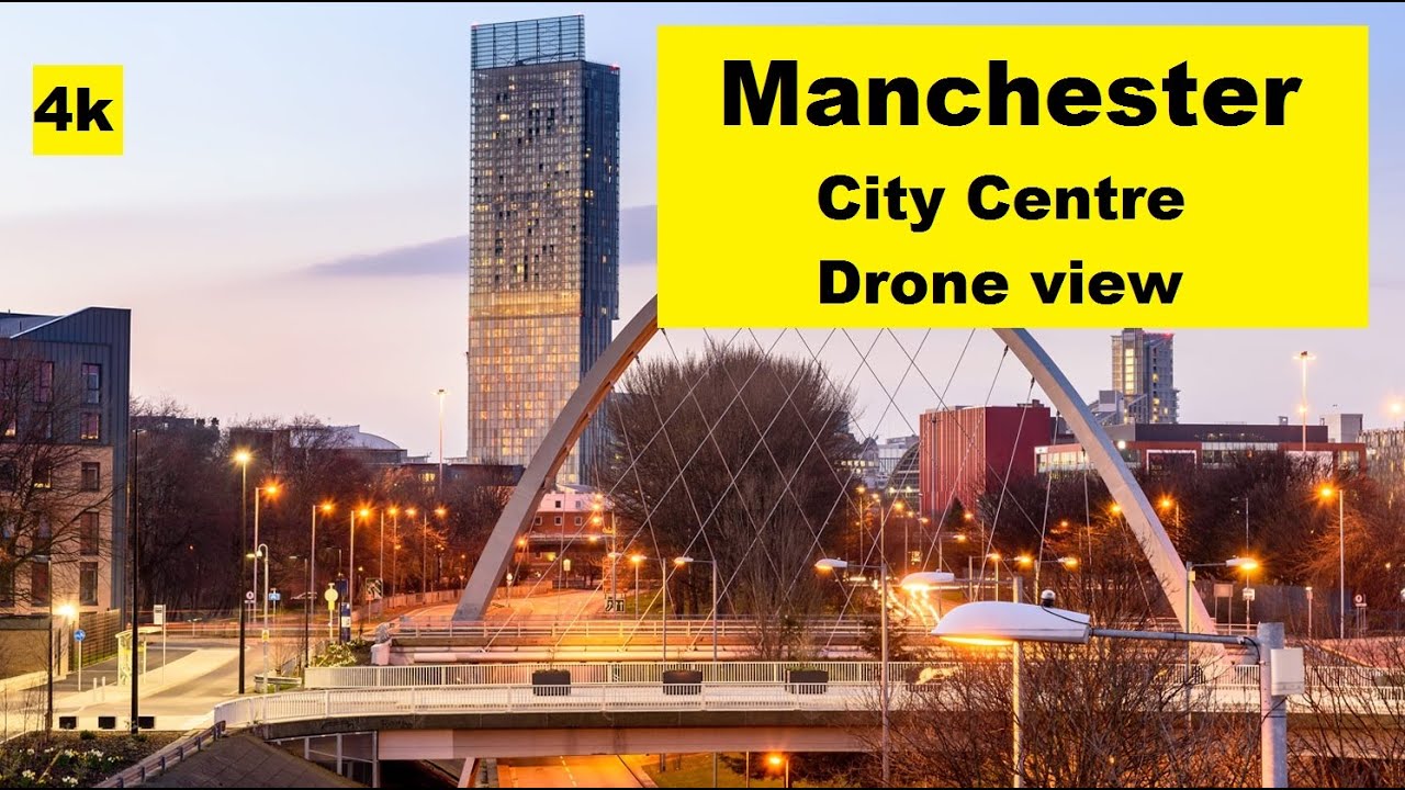 Manchester City Centre 4k Drone View