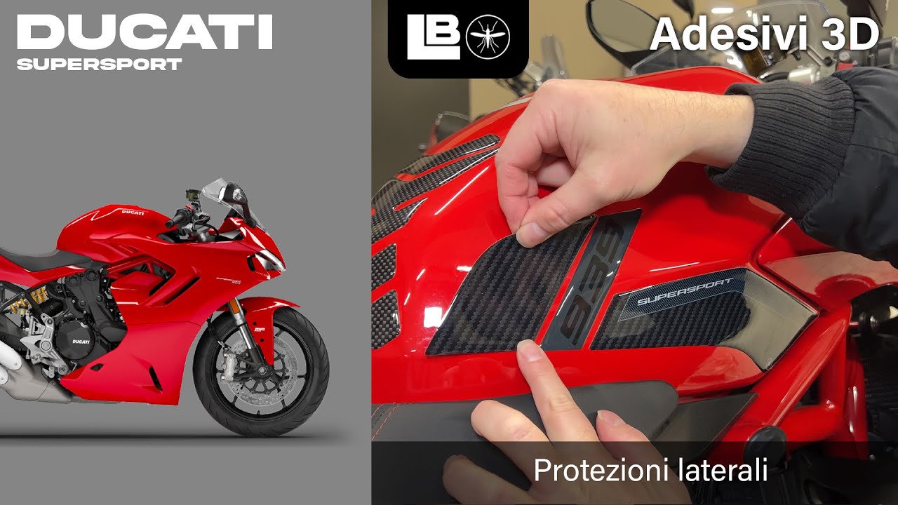 LabelBike® ADESIVI 3D protezioni laterali serbatoio compatibili moto Ducati Supersport