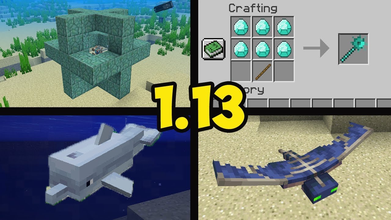 Обзор Minecraft 1.13 (Обзор Майнкрафт 1.13) | (часть 2) ИСТОЧНИК МОРЯ, ЗАЧАРОВАНИЯ, ДЕЛЬФИНЫ, МОБЫ