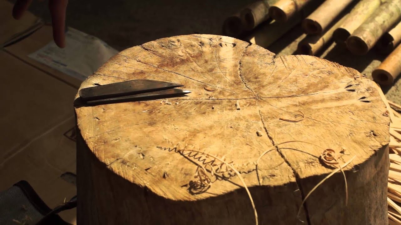 How to prepare bamboo strips for weaving.