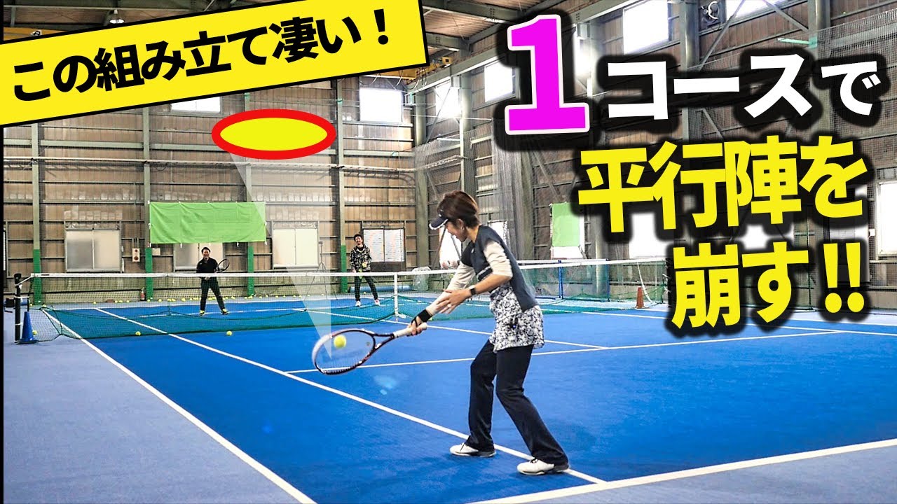 【ダブルス】1ショットで平行陣を崩す！アドサイドで必ず覚えて欲しい必須コース『女子ダブルスを極める』