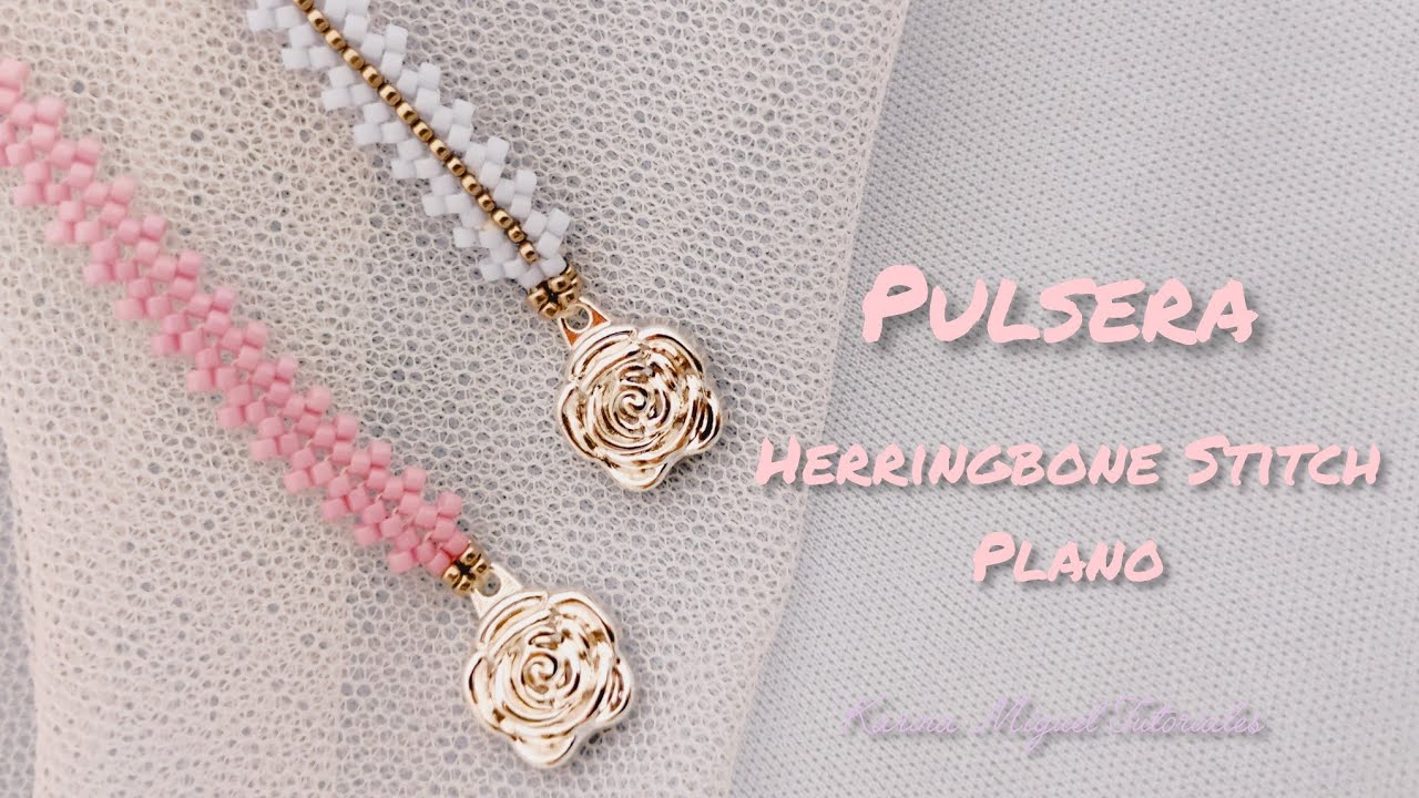 Pulsera: con Herringbone Stitch 