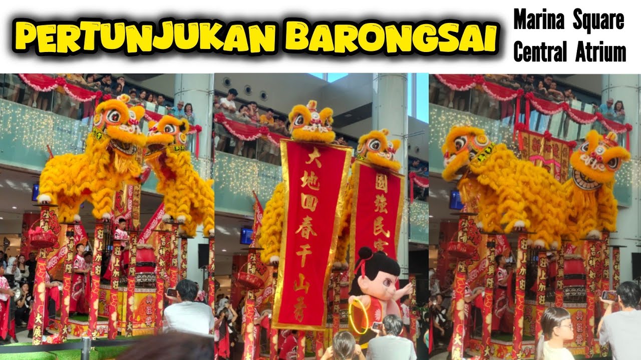 Marina Square : High Pole Lion Dance Performances lion dance during Chinese New Year 