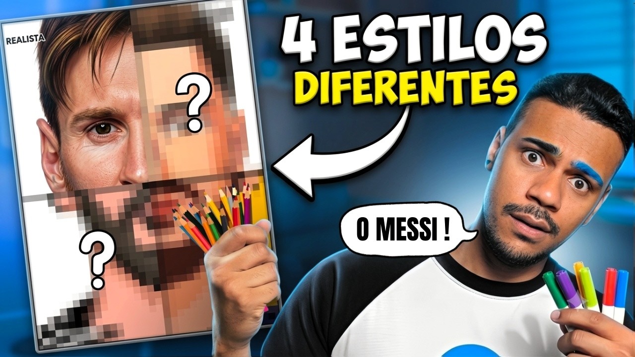 4 ESTILOS EM 1 DESENHO - Messi