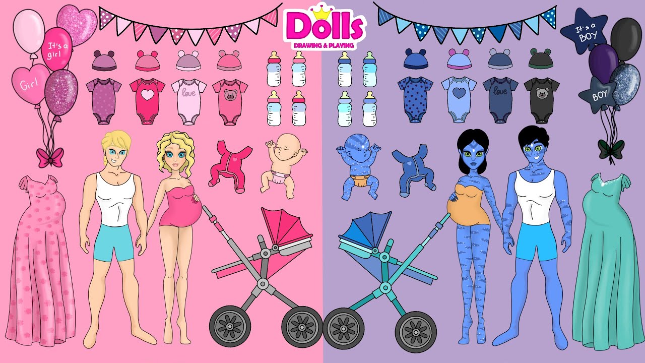 PAPER DOLLS FAMILY DRESS UP & NEWBORN CARE PAPER CRAFT DIY