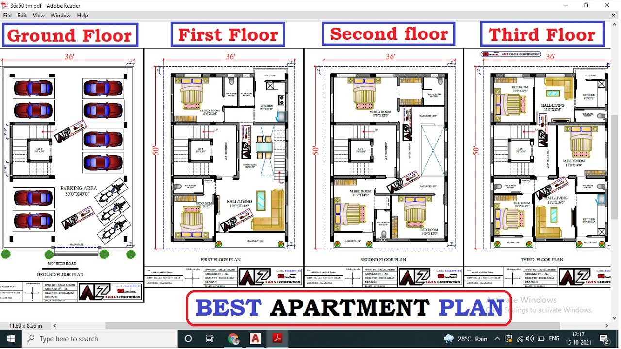 36x50 G+3 APARTMENT PLAN || Duplex with Rent Purpose 2bhk+1bhk