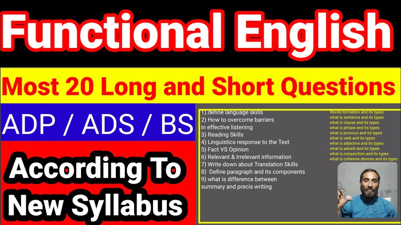 ADP/ADS Functional English: 20 Most Important Long & Short Questions (New Syllabus)