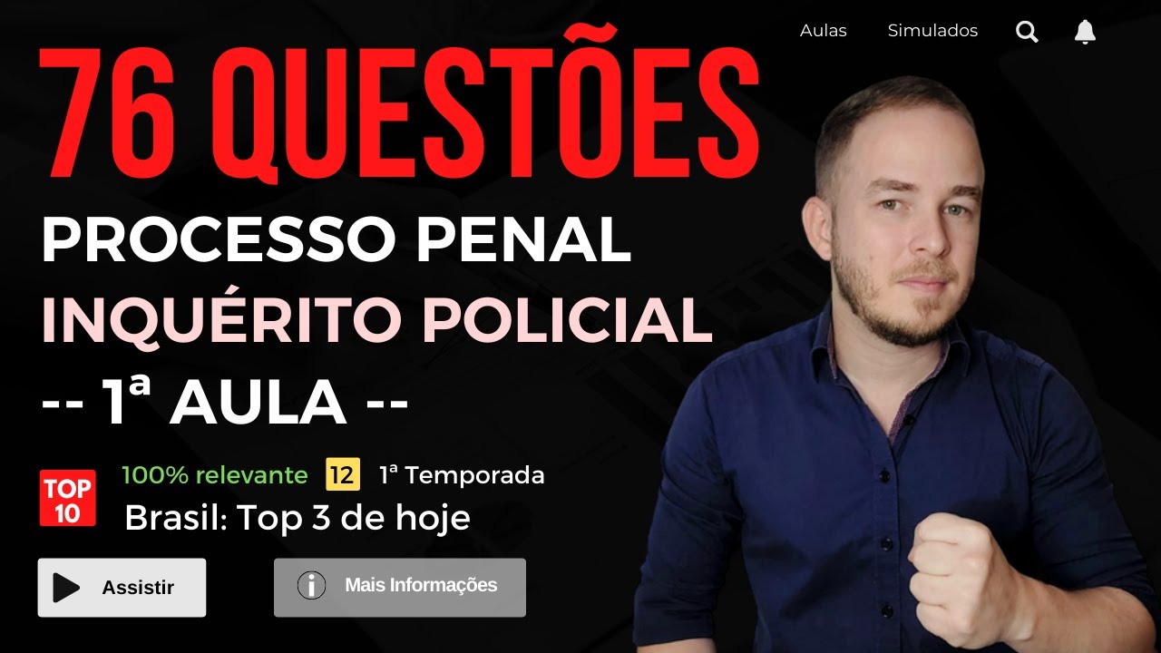 Curso de RESOLUÇÃO DE QUESTÕES - INQUÉRITO POLICIAL (CPP) - Aula 01