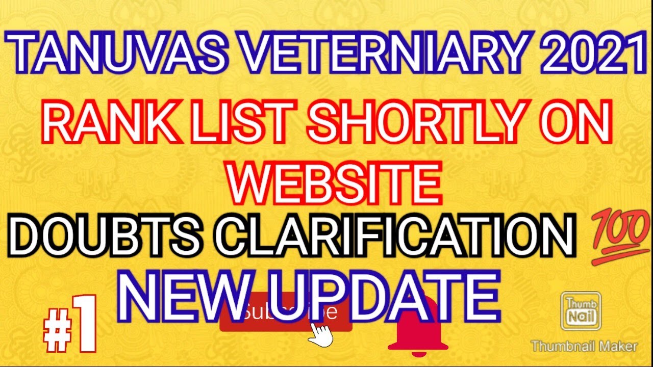 TANUVAS VETERNIARY 2021 RANK LIST NEW UPDATE 💯 ALL MUST WATCH 💯 SUBSCRIBE 🔔