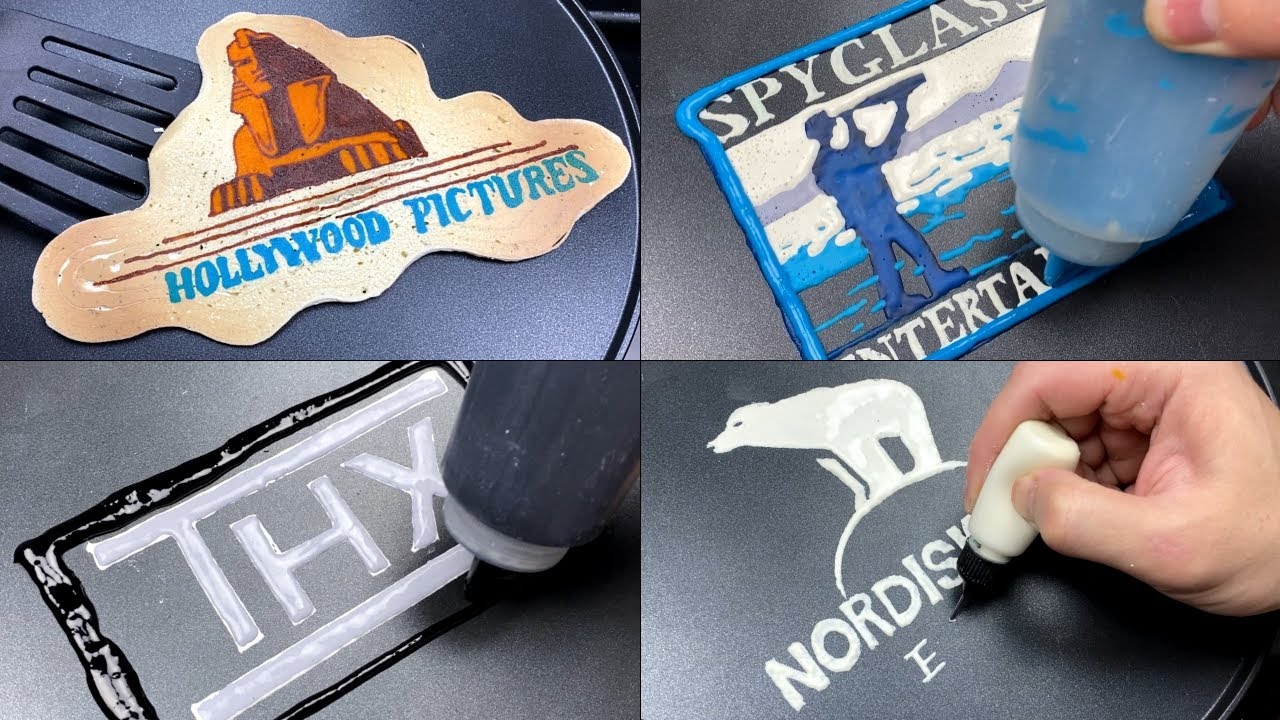 Movie Studio Logos Pancake Art - THX, Spyglass Entertainment, Hollywood Pictures, Nordisk Film