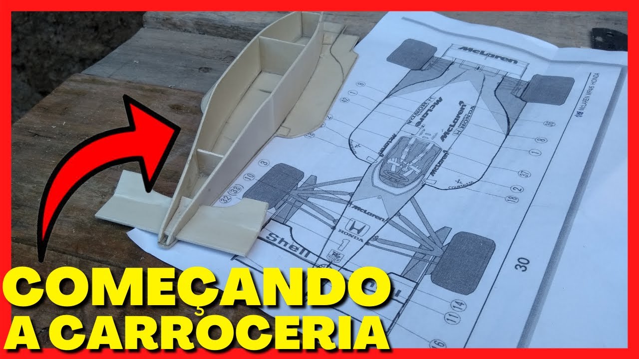 INICIANDO A CORROCERIA - COMO FAZER MINIATURA DE PVC - Miniatura McLaren MP4-6 1991 #2