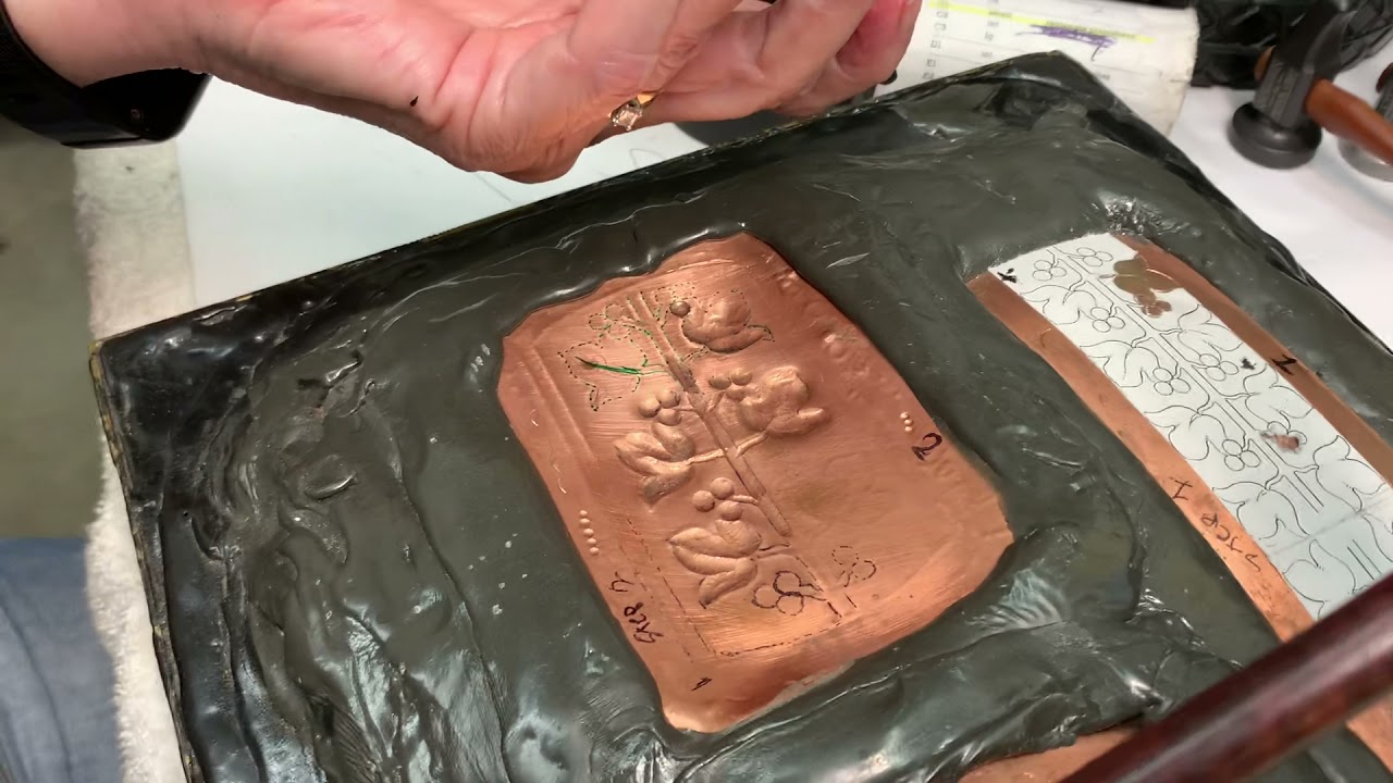 Using Nechamkin Chasing Tools tutorial with shop assistant intern Laury V. Today. Embossing tools