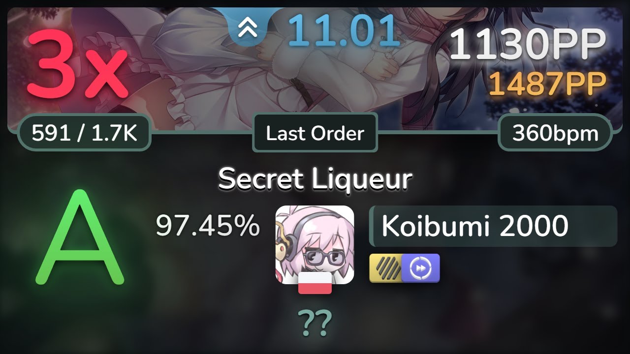 11⭐ Koibumi 2000 | Shimotsuki Haruka - Secret Liqueur [Last Order] +HDDT 97.45% | 1130pp 3❌ - osu!