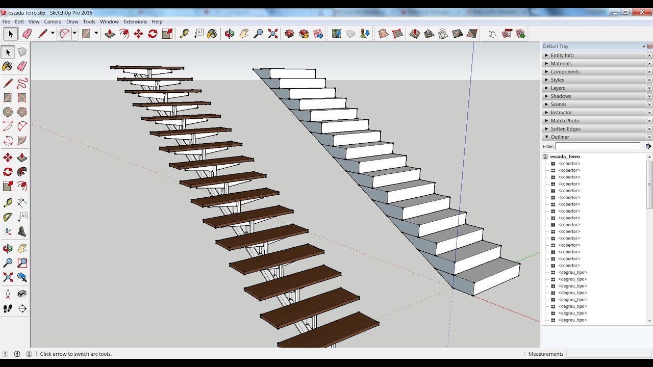 Como desenhar uma escada em perfis metálicos no SketchUp