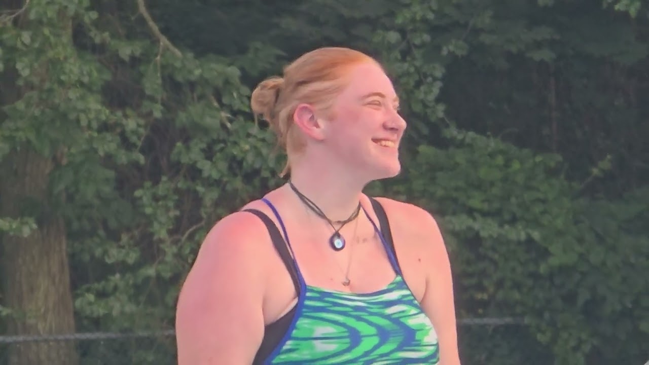 Seniors Night at Frog Hollow!  Julia is honored at the diving board before dive!  7/15/2025