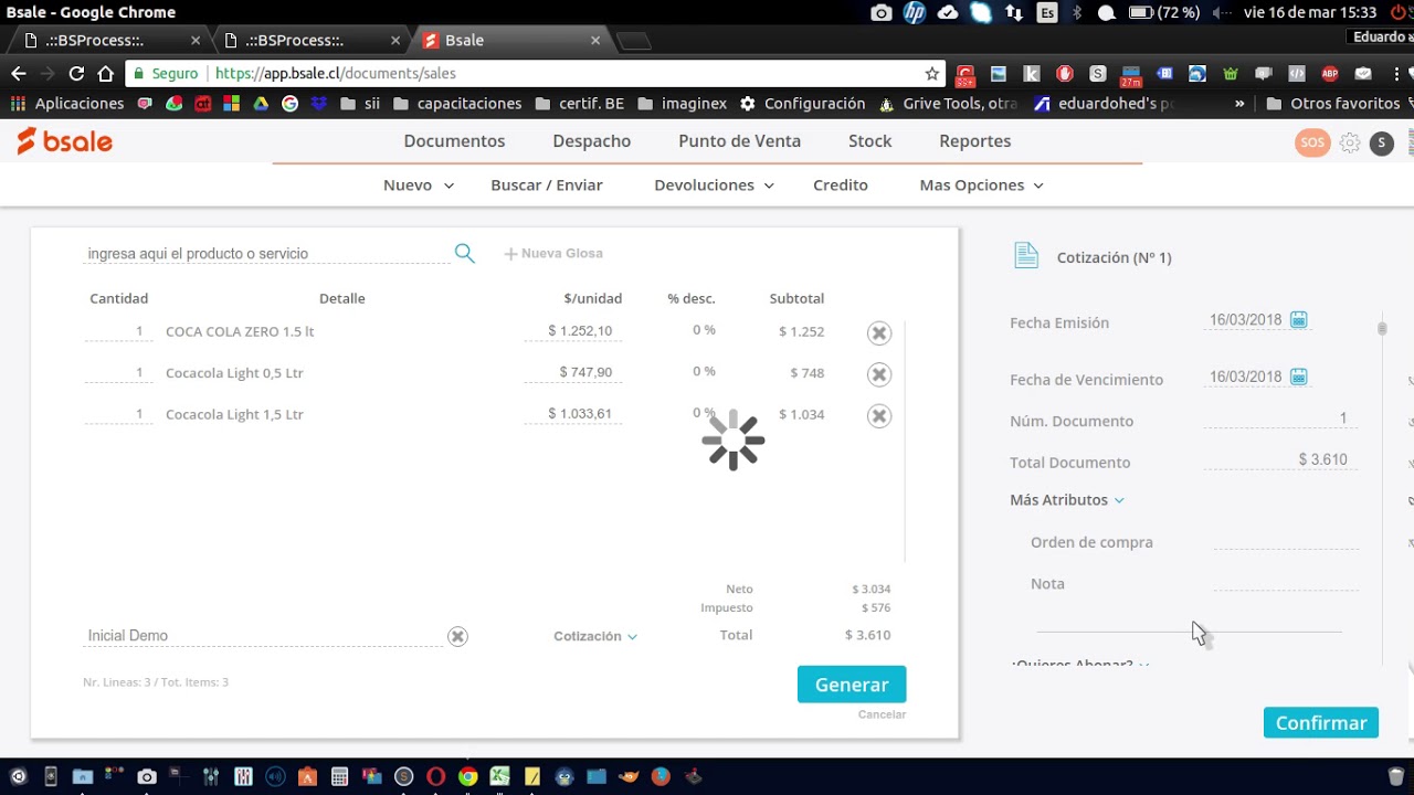 como hacer una cotizaci&oacute;n en bsale