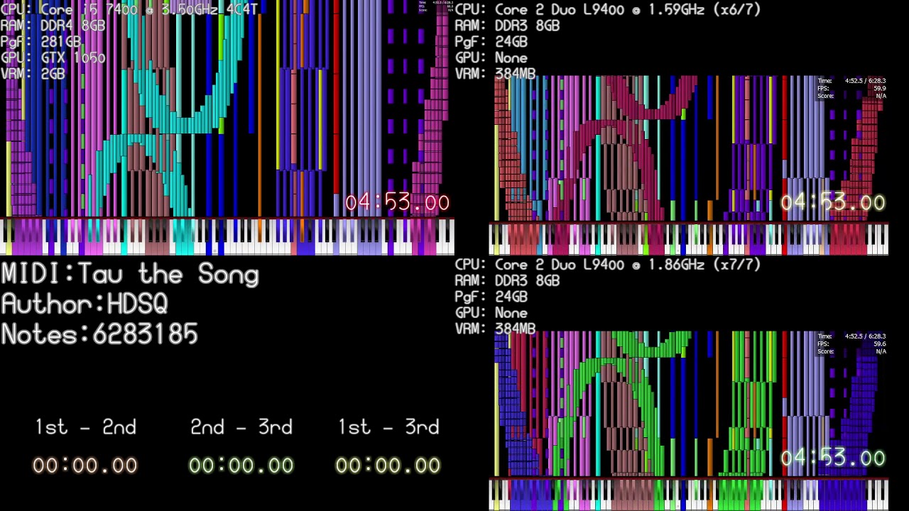 【Black MIDI】〔3Ways Comparison〕Tau the Song [6.28 Million Notes] - HDSQ