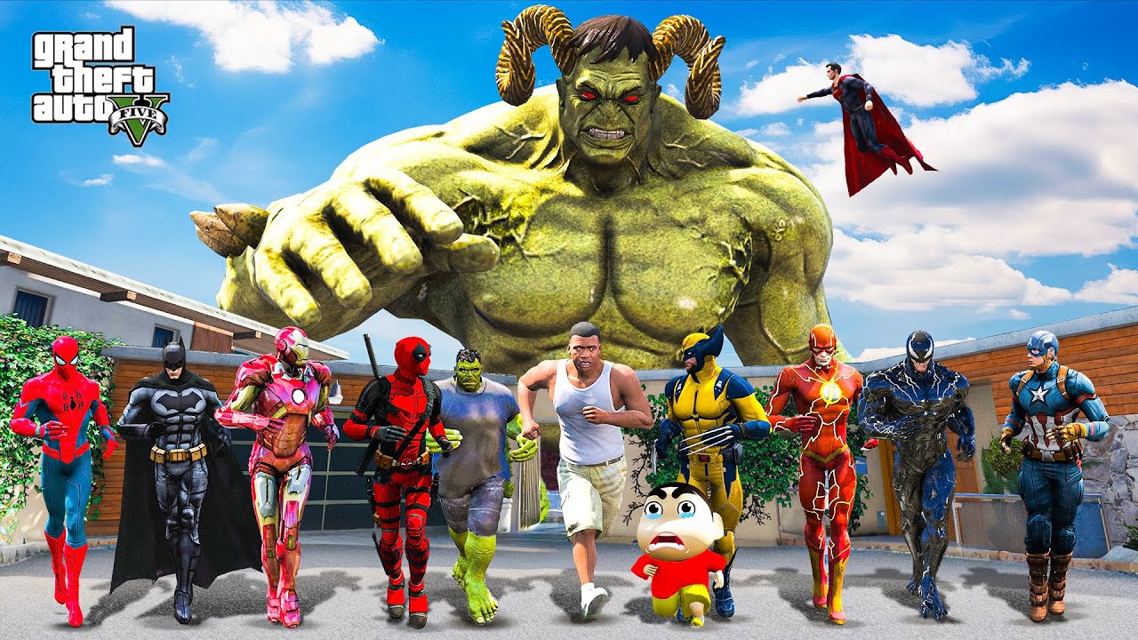 Hulk Clone  Kill All Avengers Shinchan and Franklin Try To Escape & Save DC Avengers in Gta 5