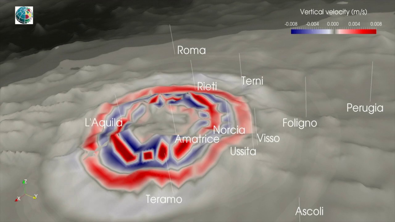 SHAKEMOVIE: propagazione onde sismiche del terremoto Mw 5.5 del 18/01/2017 - Capitignano (AQ)