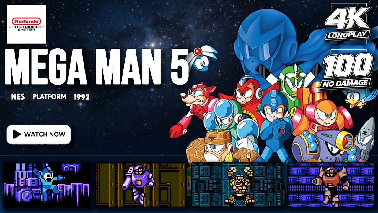 [100% & NO DAMAGE] Mega Man 5 | NES LONGPLAY | FULL GAME | 4K
